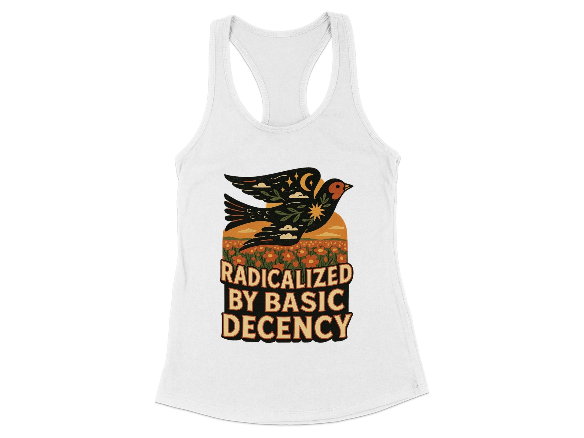 Radicalized By Basic Decency White Tank Top