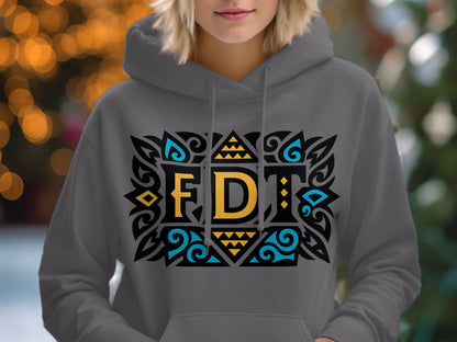 Stylish Aztec Patterned FDT Hooded Sweatshirt product type