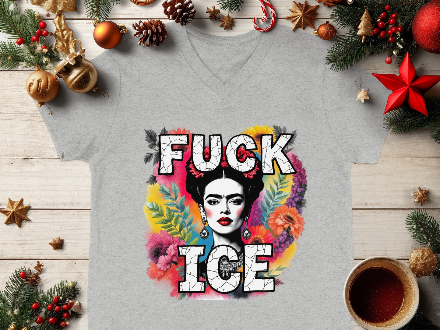 Bold Floral Portrait with F*ck Ice Statement Shirt