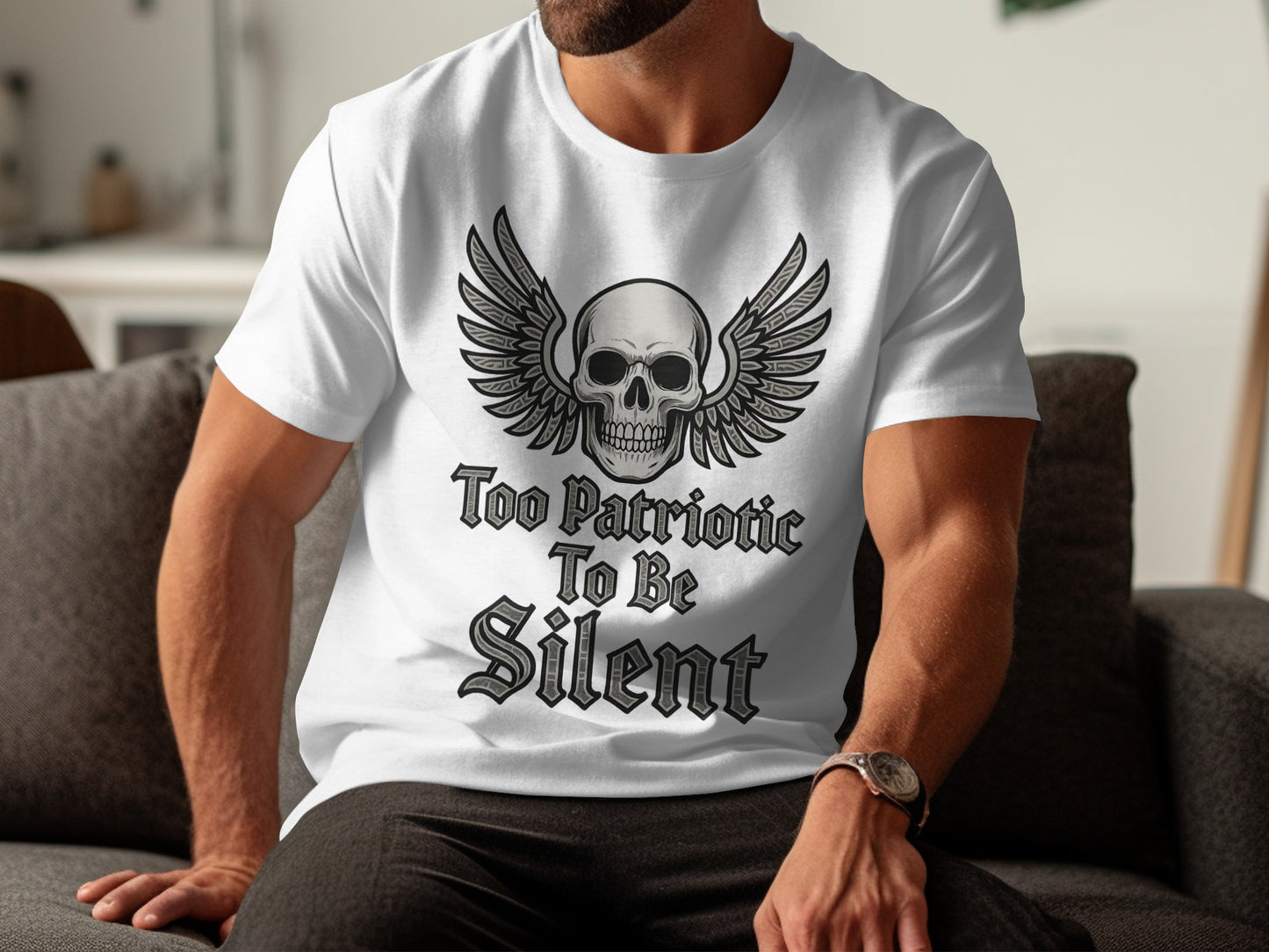 Too Patriotic To Be Silent Skull Wing T-shirt