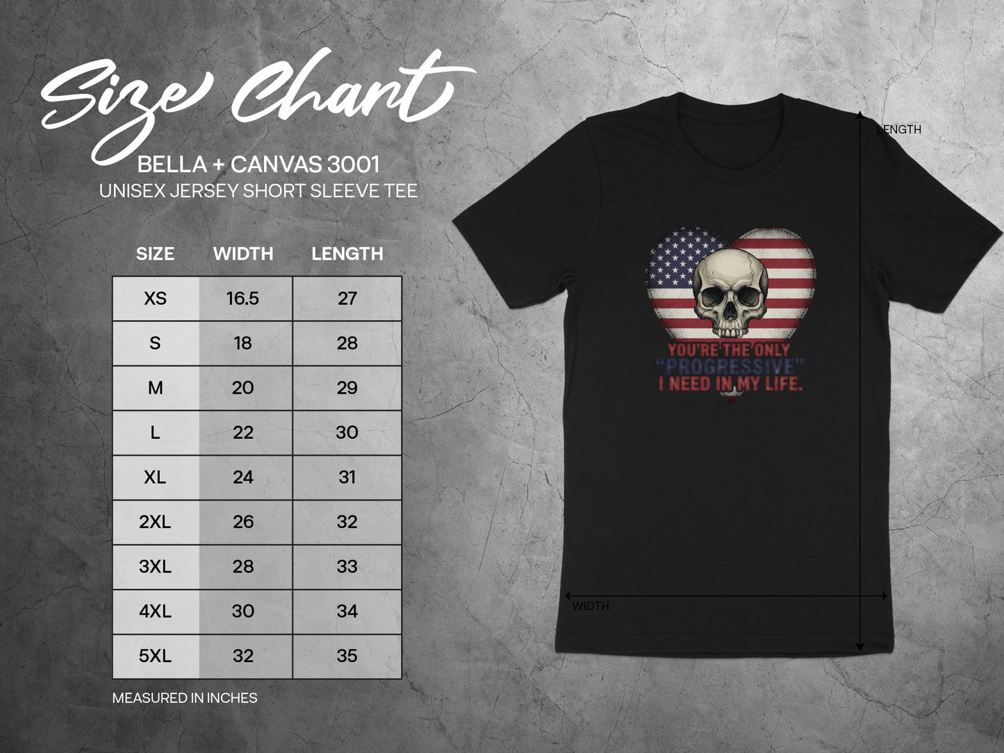 Skull with American Flag Heart Unisex Jersey Short Sleeve Tee