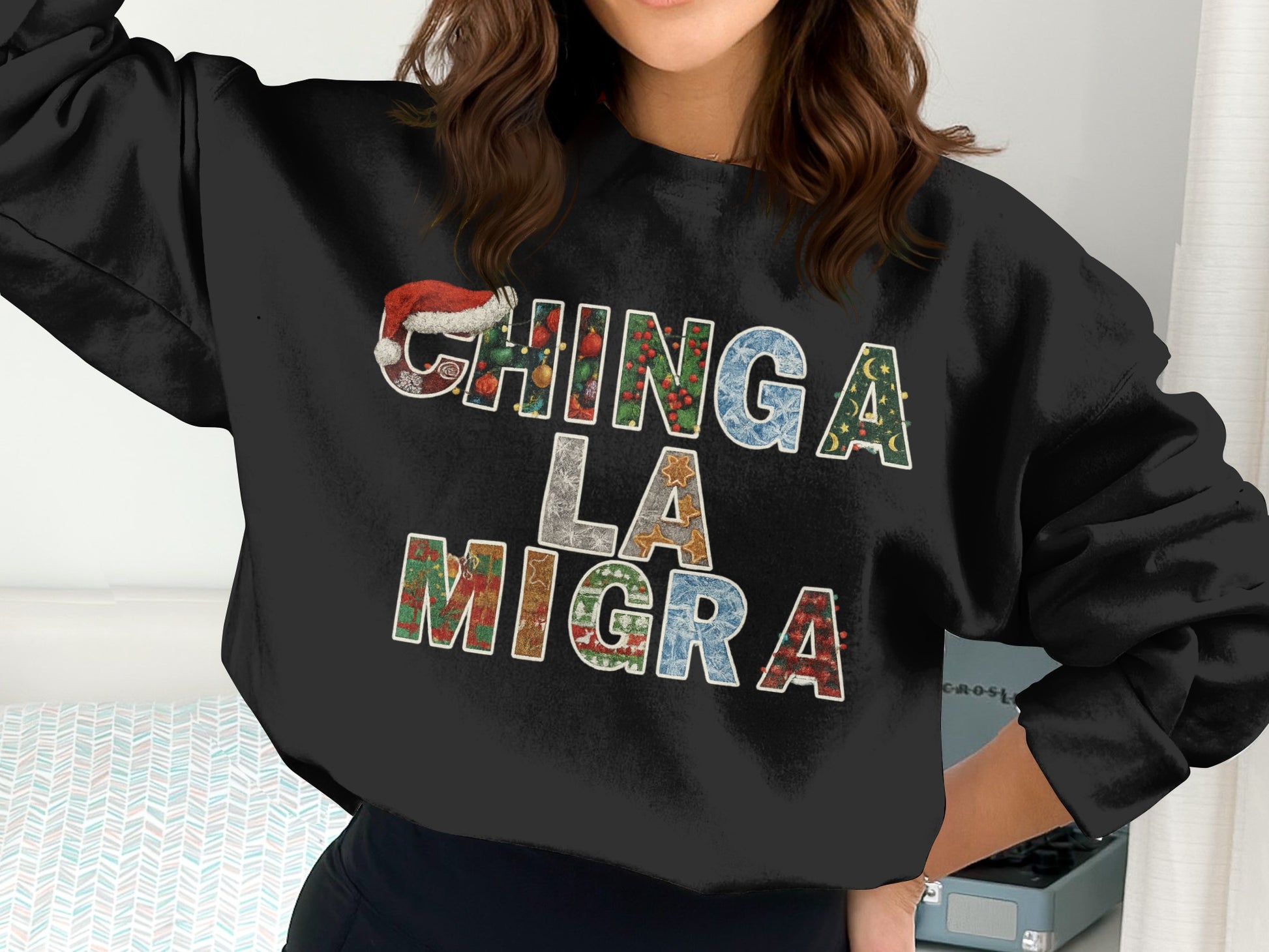 Chinga La Migra Santa Hat Sweater for Christmas