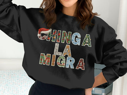 Chinga La Migra Santa Hat Sweater for Christmas