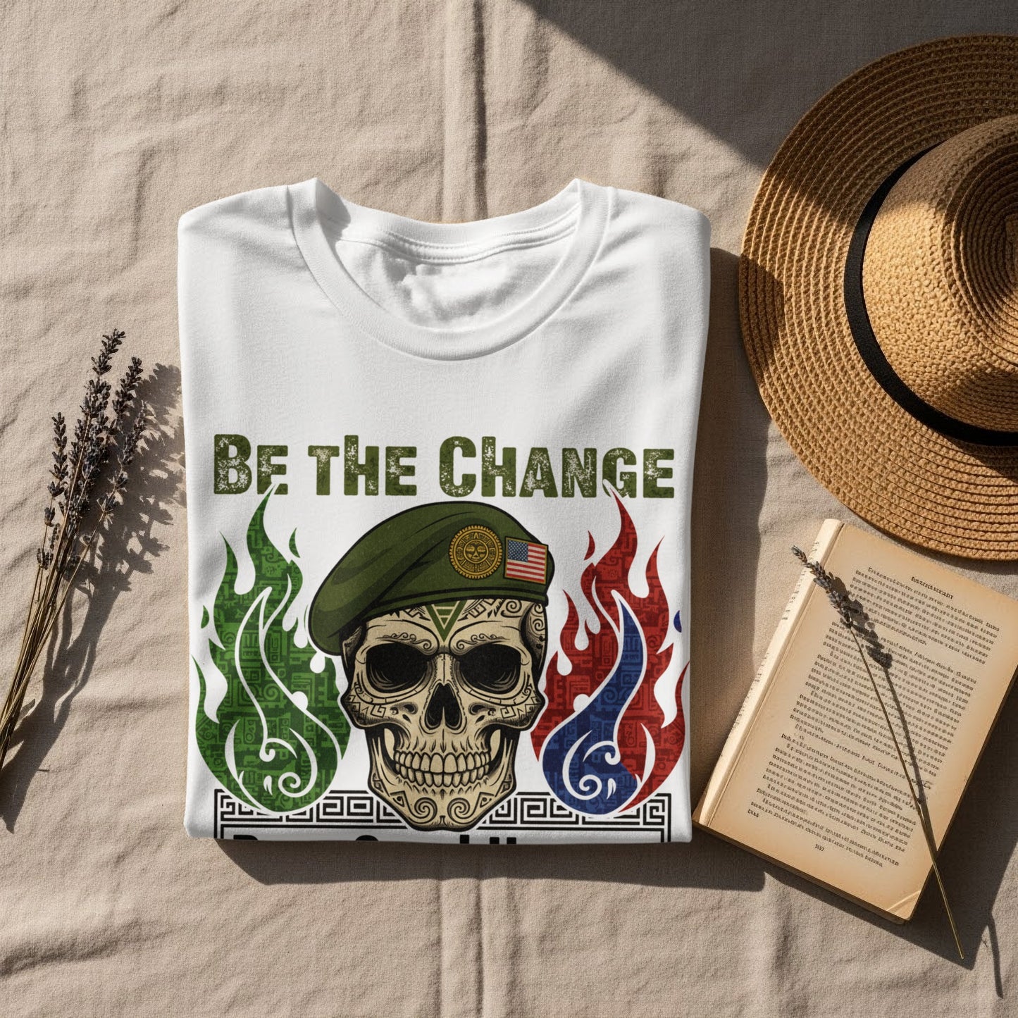 Be The Change Skull and Flames Graphic Shirt