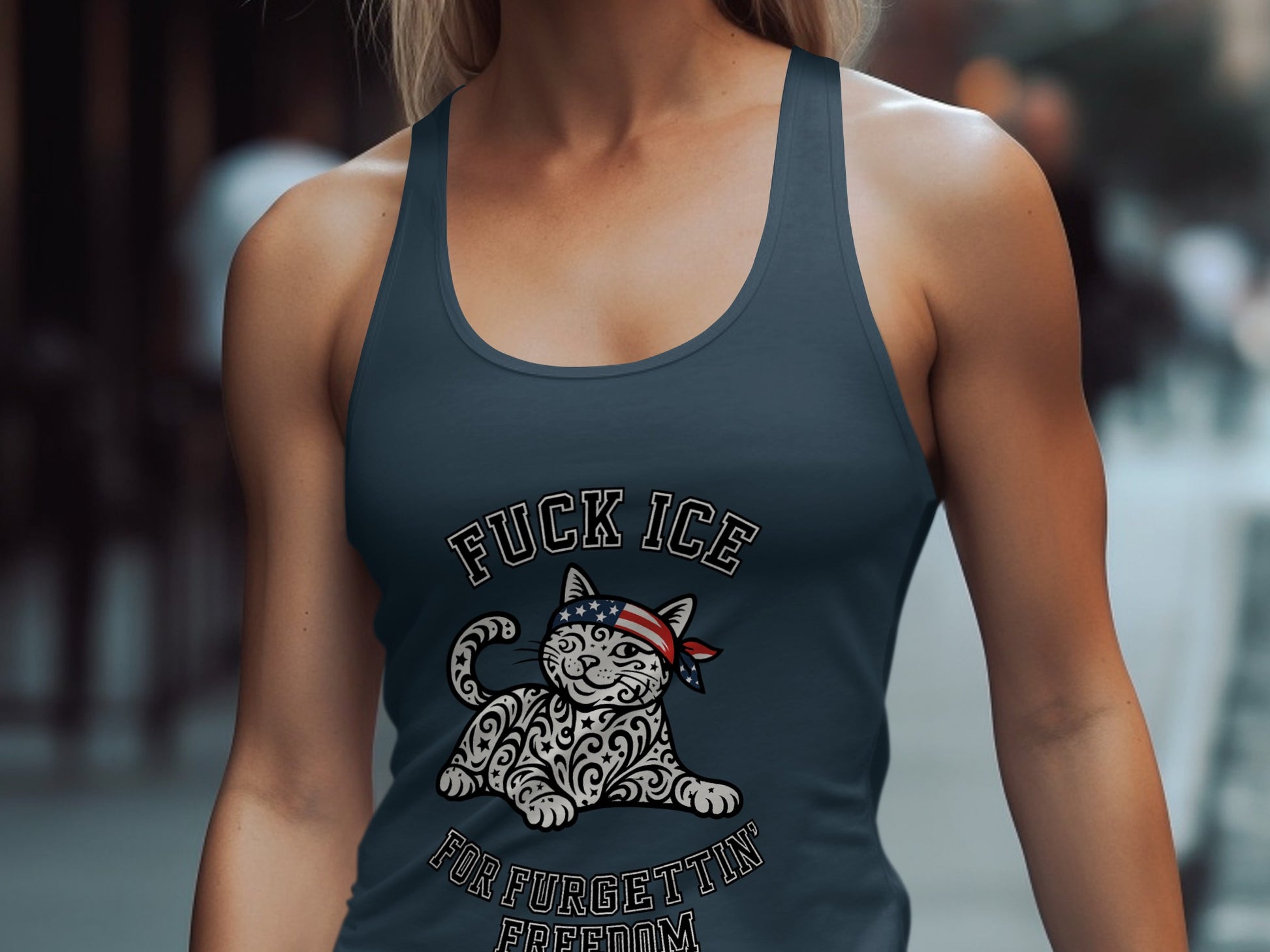 Patriotic Cat with Bandana Tank Top Product