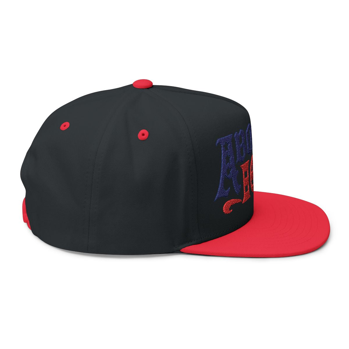 Stylish Black Red Snapback Cap with Bold Embroidery