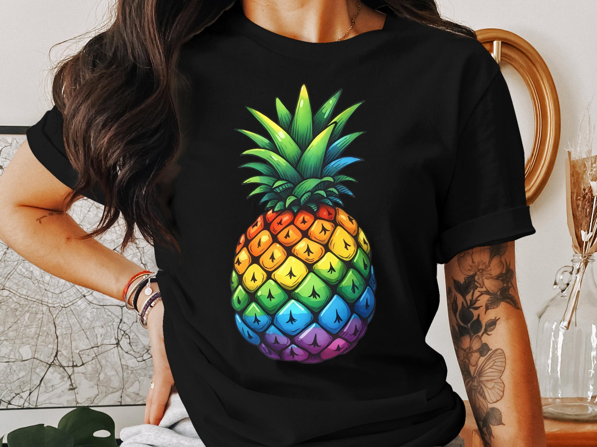 Vibrant Rainbow Pineapple Graphic Tee product