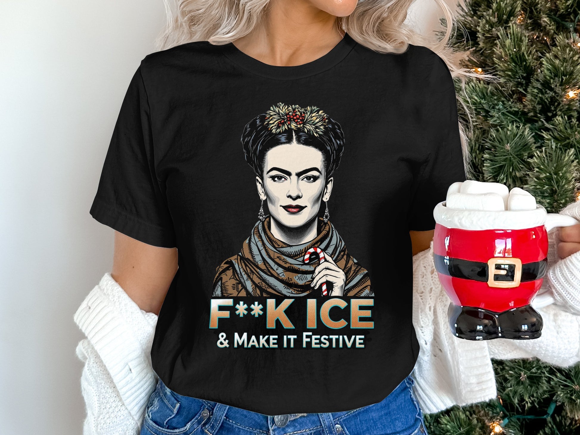F**k ICE Make It Festive Graphic T-shirt