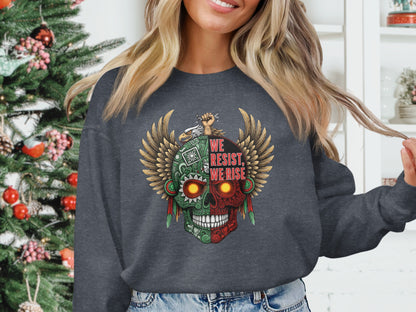 We Resist We Rise Wings Skull Graphic Sweatshirt product type