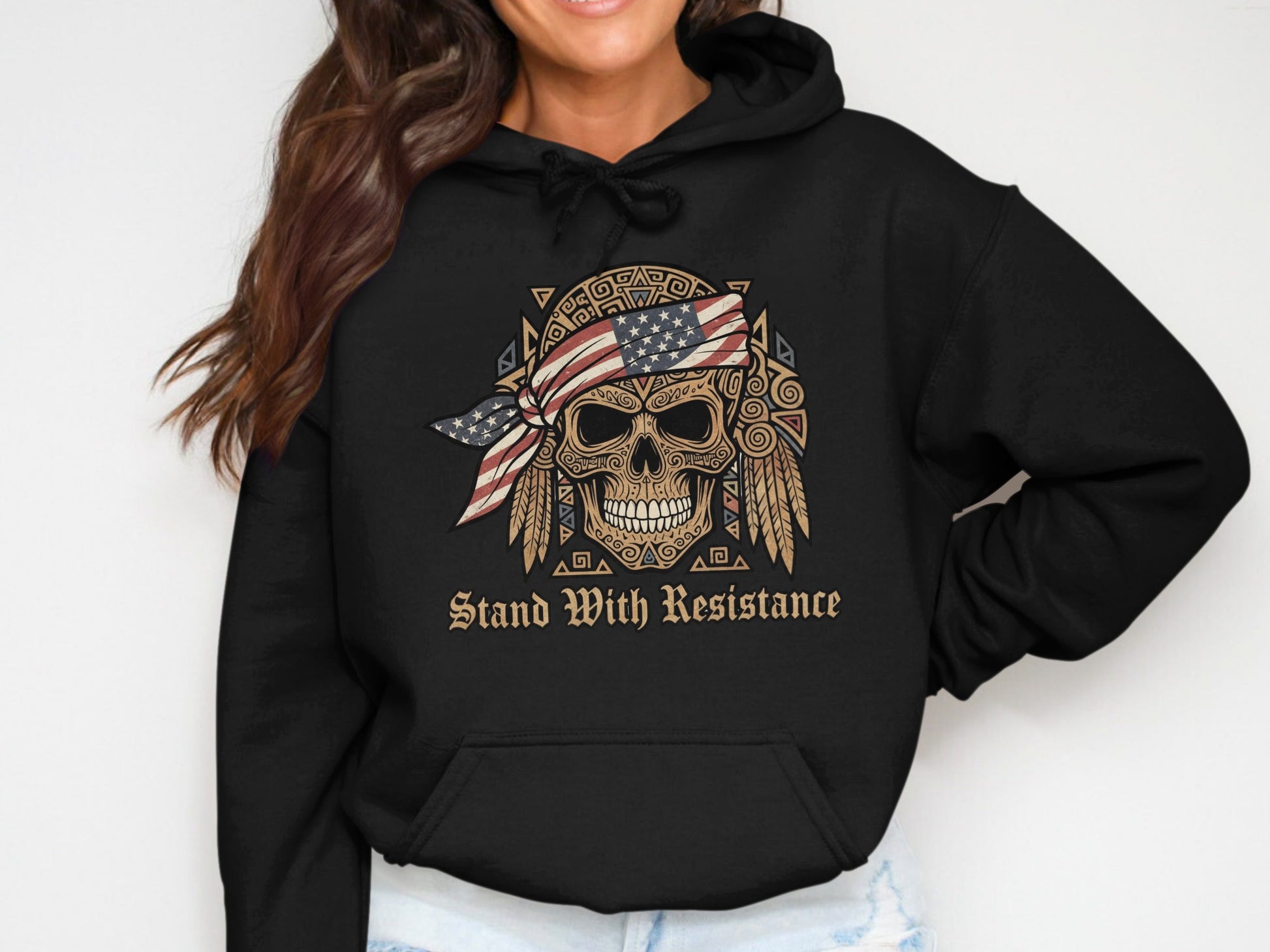 Stand With Resistance Skull Print Hoodie