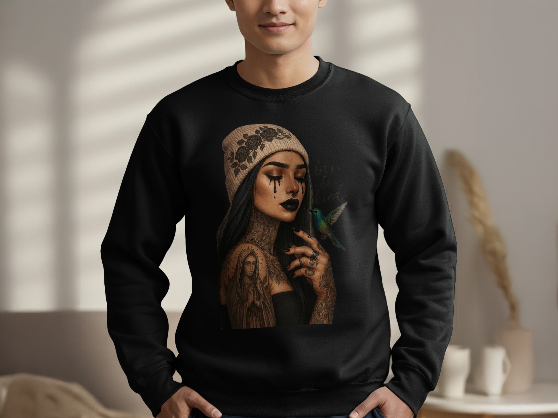 Artistic Tattooed Woman and Hummingbird Sweater product