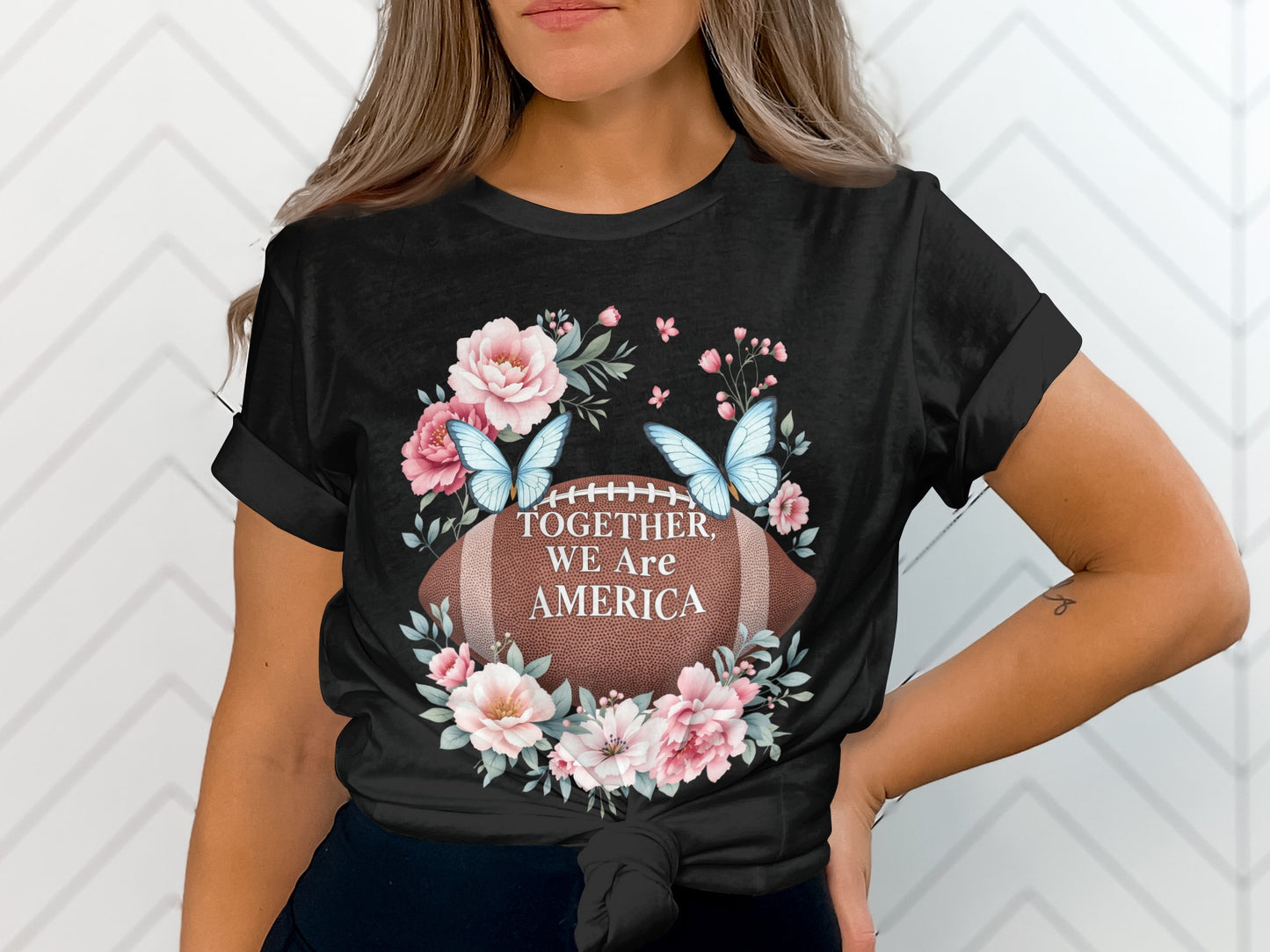 Together We Are America Butterfly Floral T-Shirt