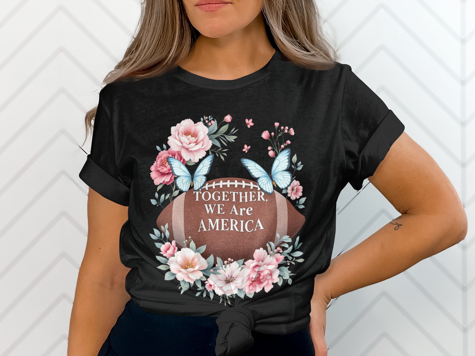 Together We Are America Butterfly Floral T-Shirt