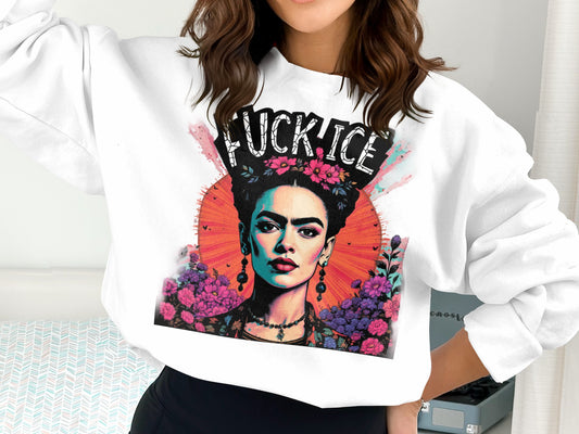 Bold Artistic Portrait Sweatshirt with Text Design