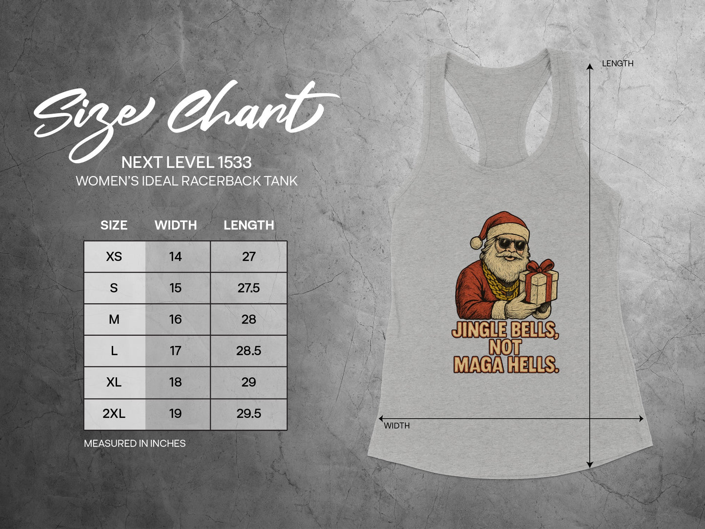 Jingle Bells Not MAGA Hells Women's Racerback Tank