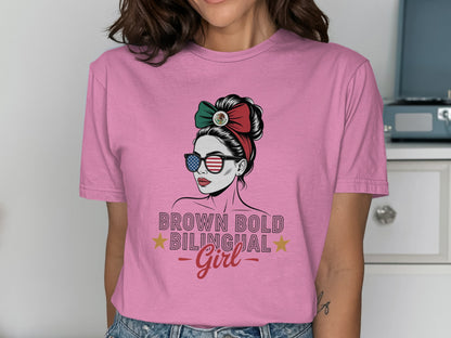 Brown Bold Bilingual Girl Graphic T Shirt product