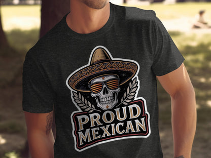 Proud Mexican Skull with Hat Graphic T-shirt product