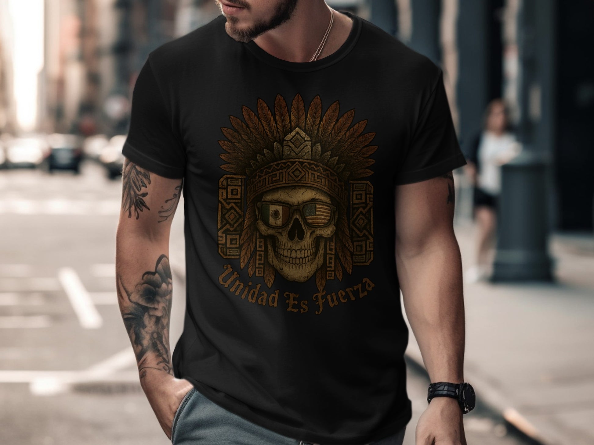 Unidad Es Fuerza Skull Design T-Shirt