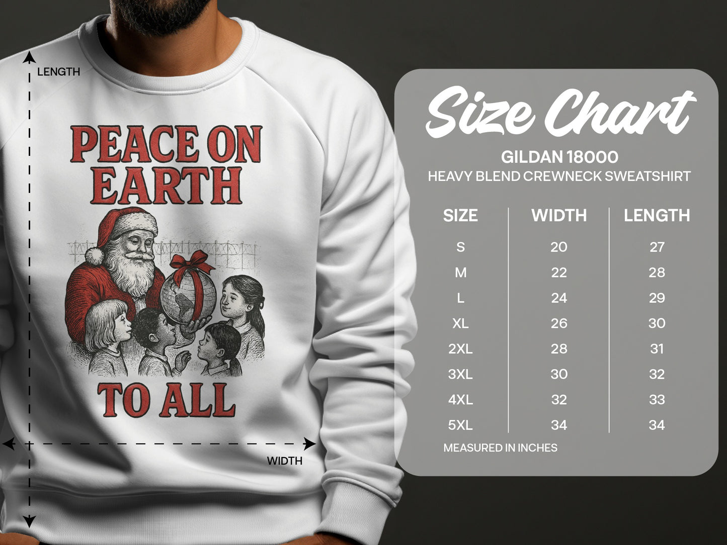 Peace on Earth to All Gildan 18000 product