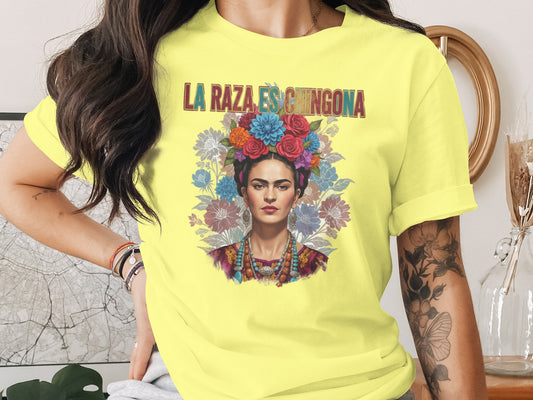 La Raza Es Chingona Colorful Frida Shirt