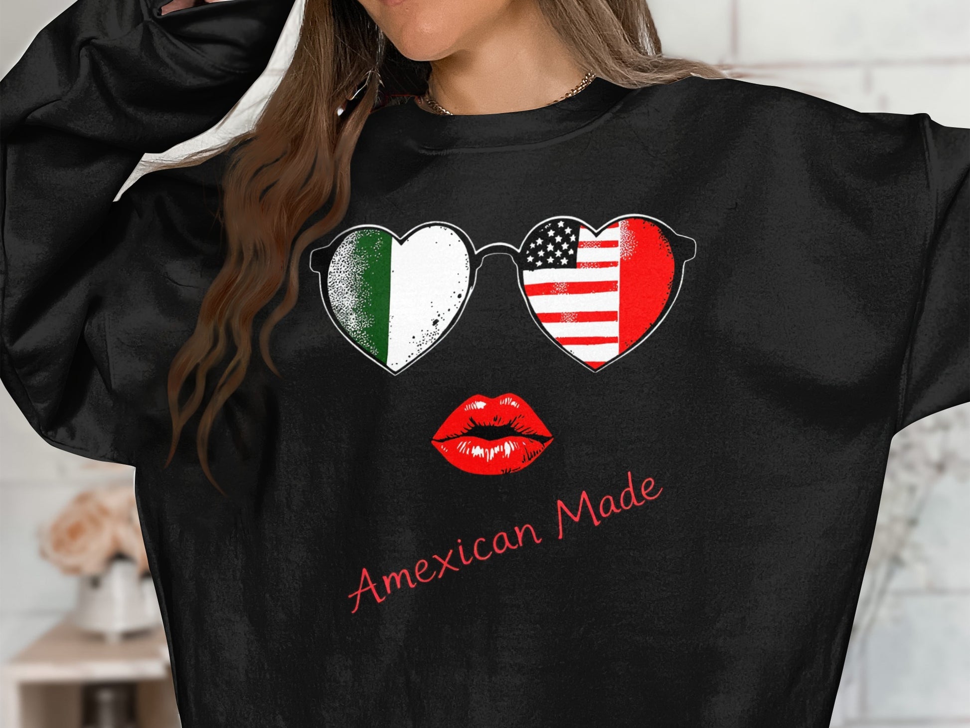 Amexican Made Heart Flag Sunglasses Lips Sweatshirt product