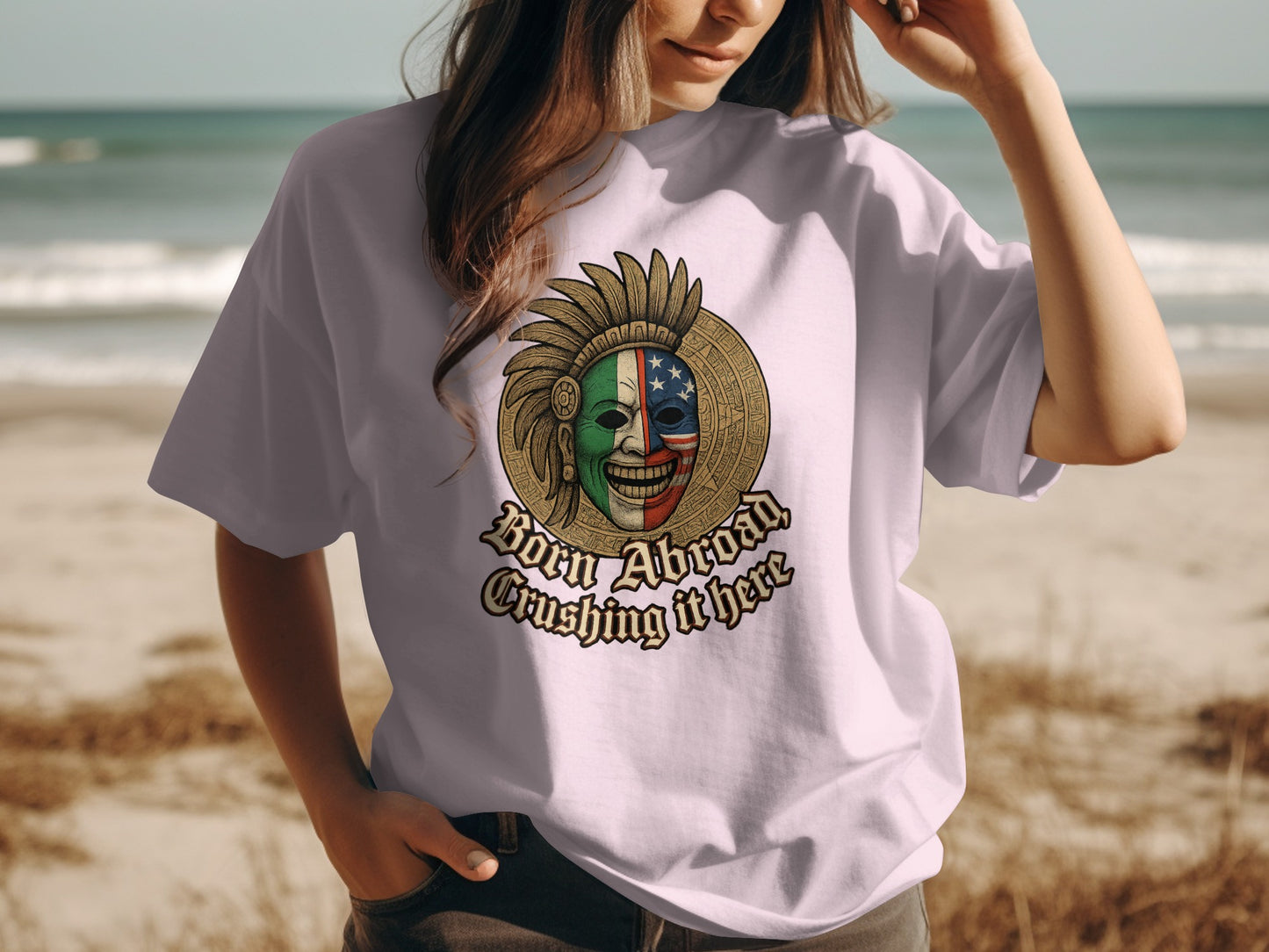 Born Abroad Crushing It Here Graphic T-shirt product type