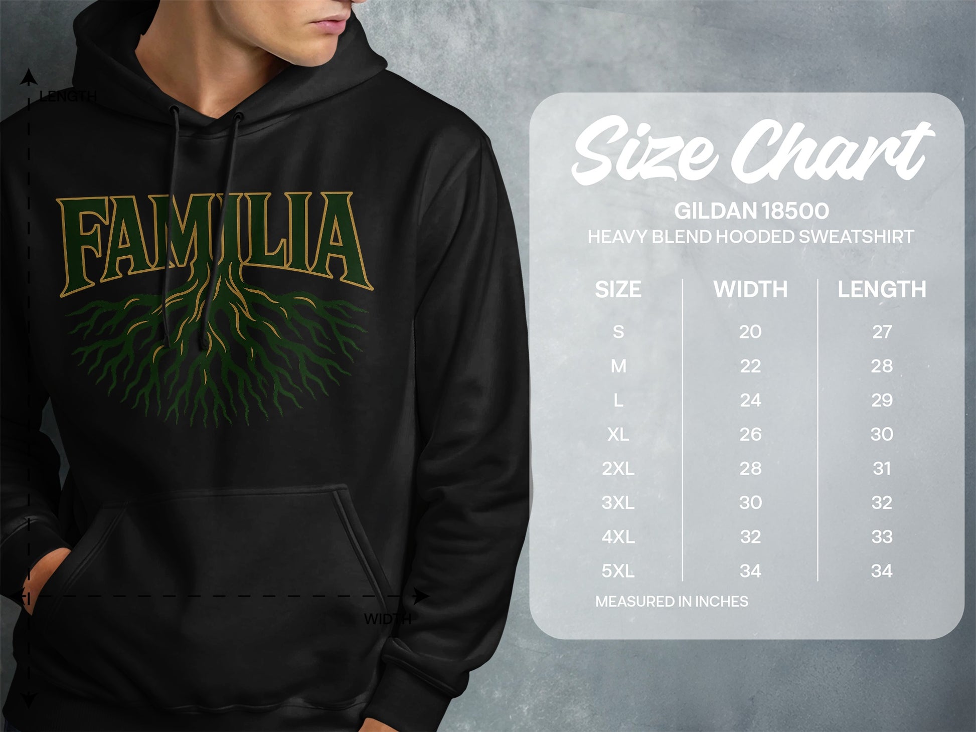 Stylish Familia Graphic Heavy Blend Hooded Sweatshirt product type