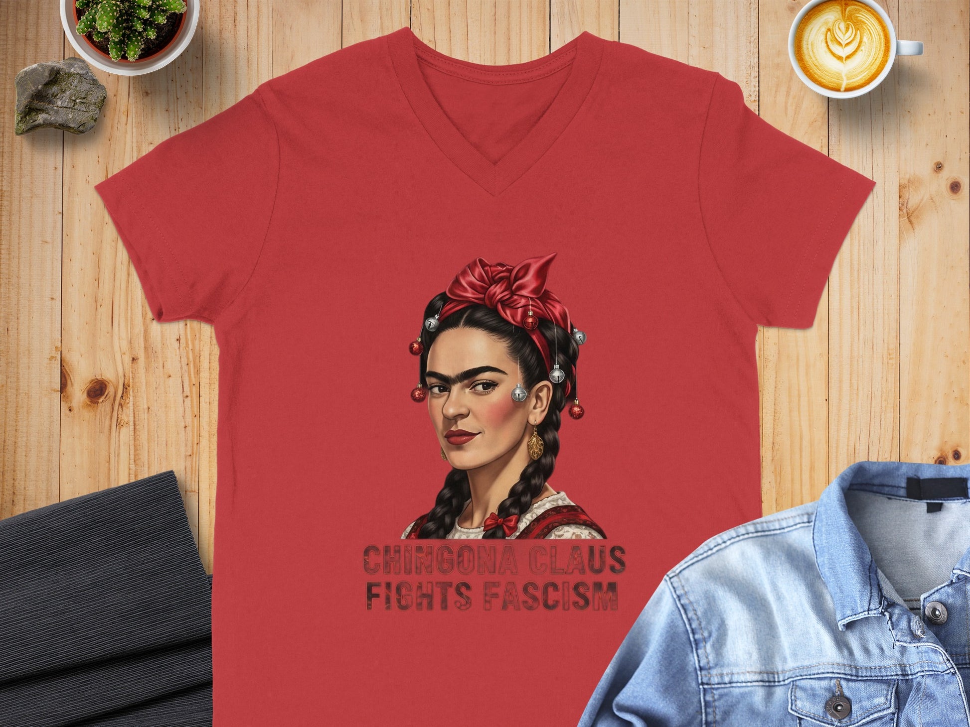 Chingona Claus Fights Fascism Graphic T-Shirt