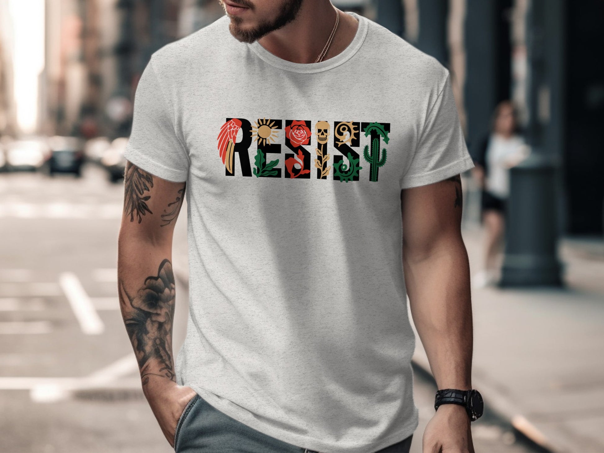 Bold Resist Graphic Design Statement T-Shirt