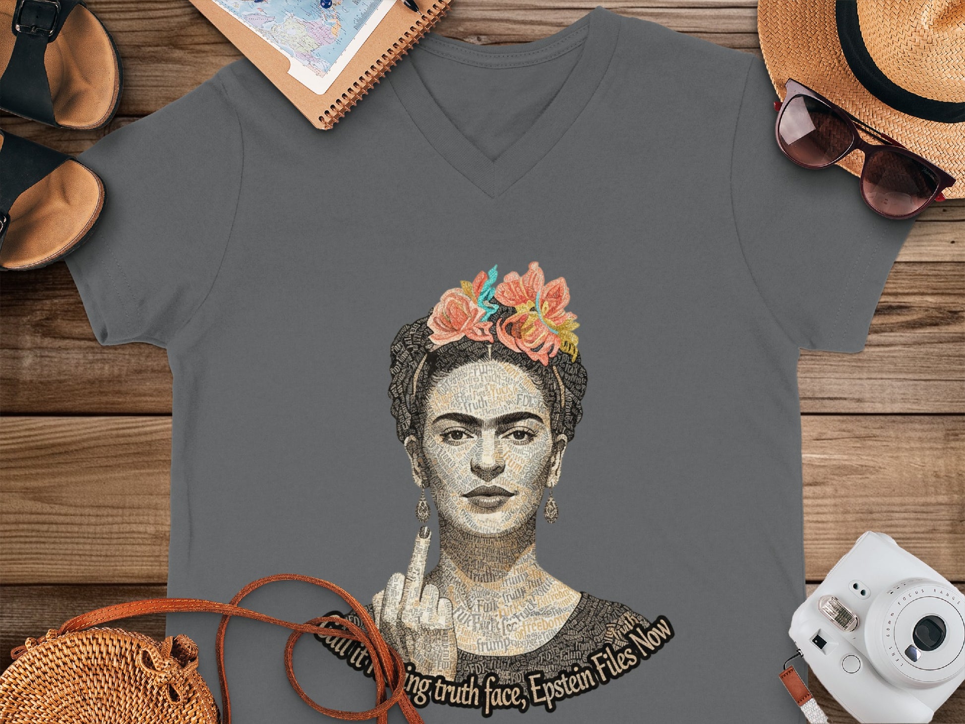 Iconic Frida Kahlo Finger Gesture Statement T-shirt