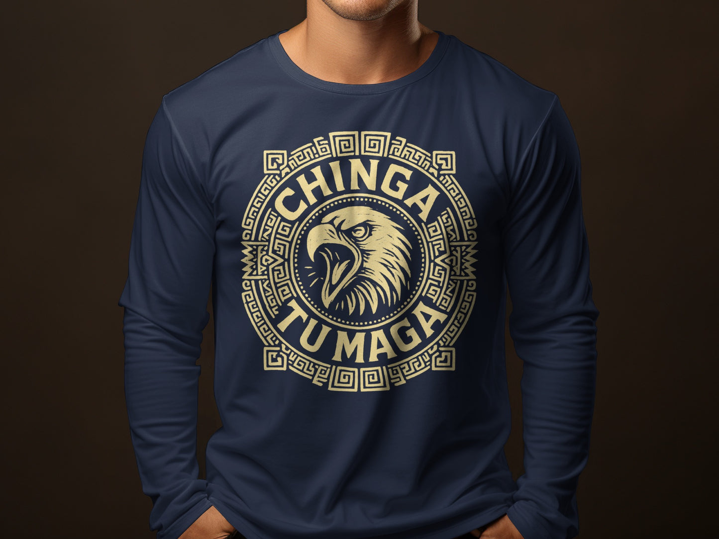 Bold Eagle Design Long Sleeve Statement Shirt