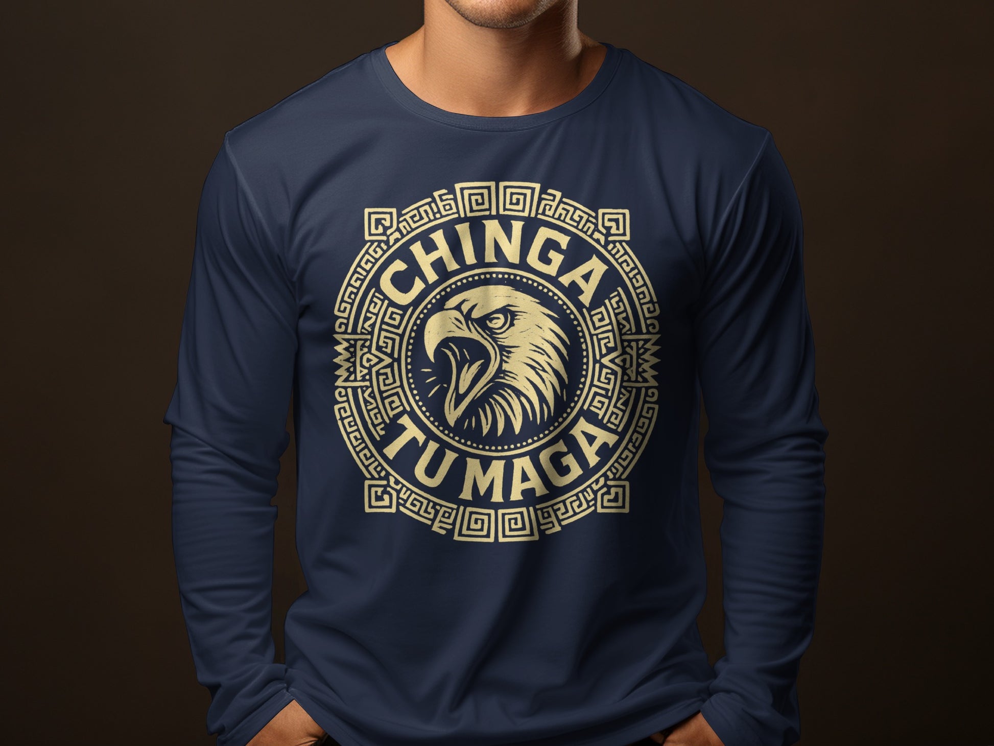 Bold Eagle Design Long Sleeve Statement Shirt