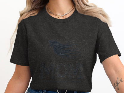 Flowing Hair Design on a Black Background T-shirt product