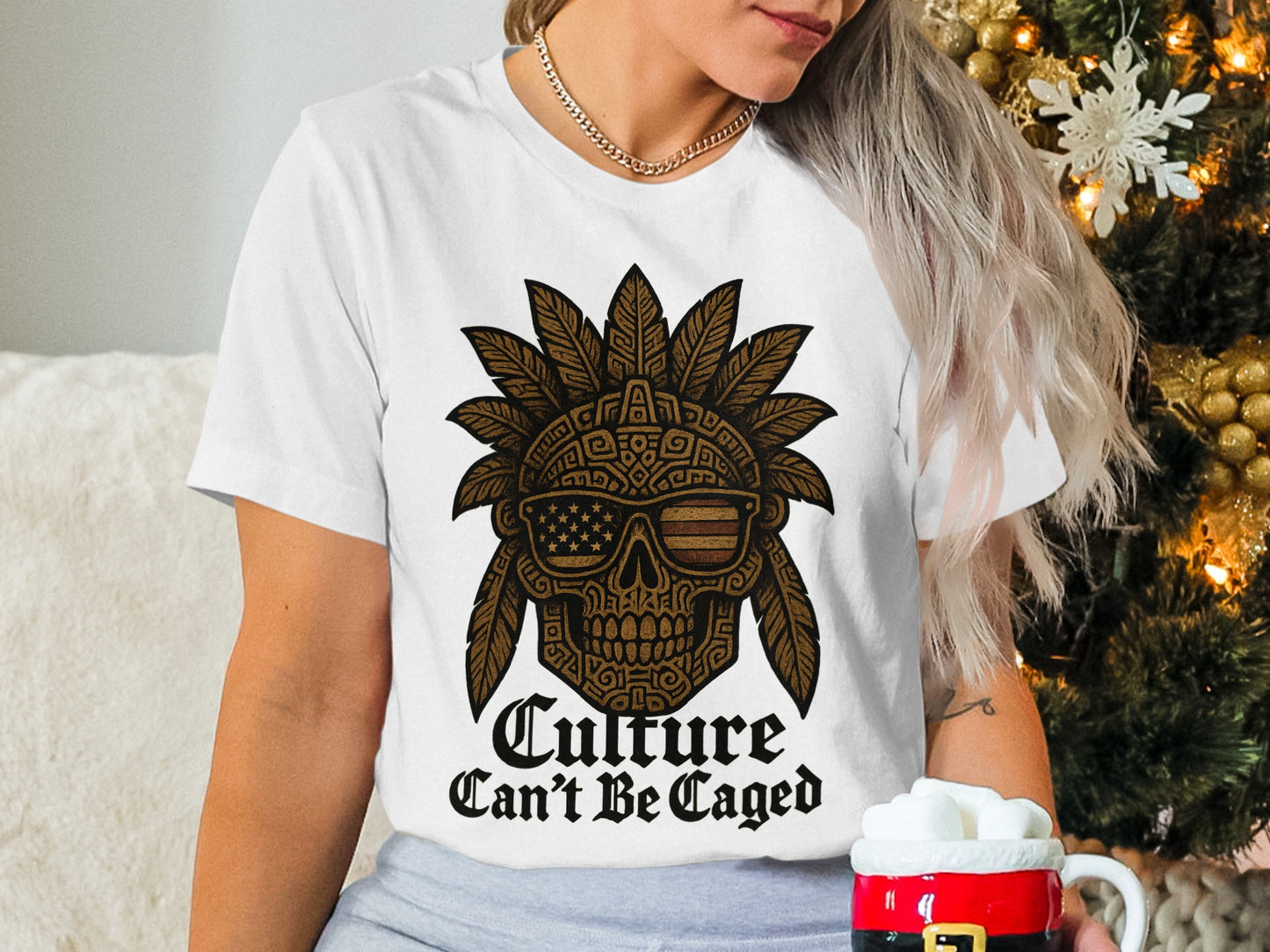 Culture Can't Be Caged Skull Graphic T-shirt