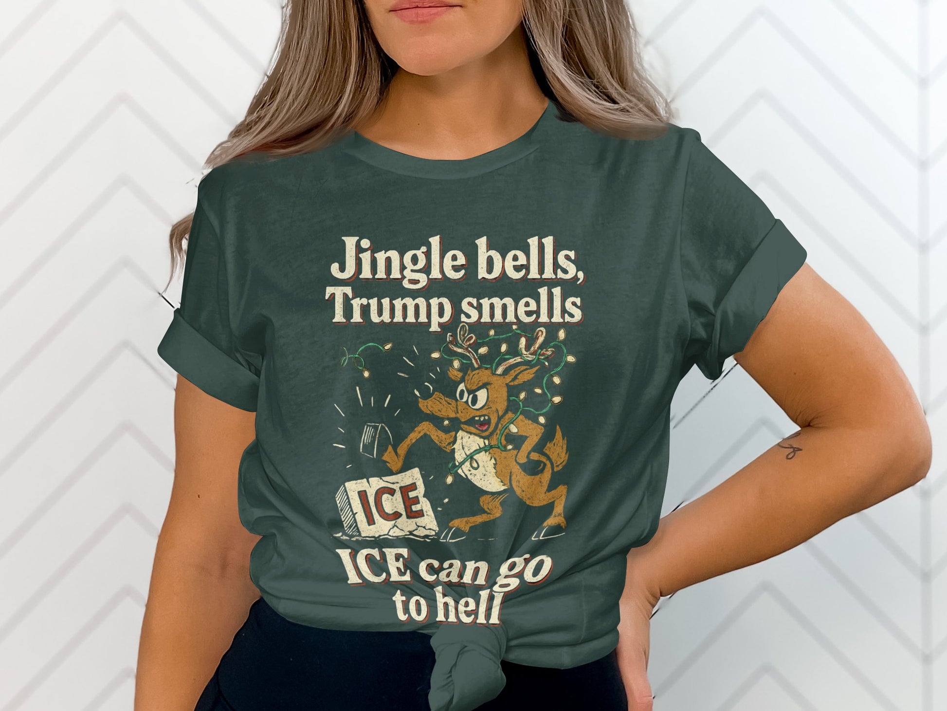Jingle Bells Trump Smells Ice Can Go To Hell Shirt