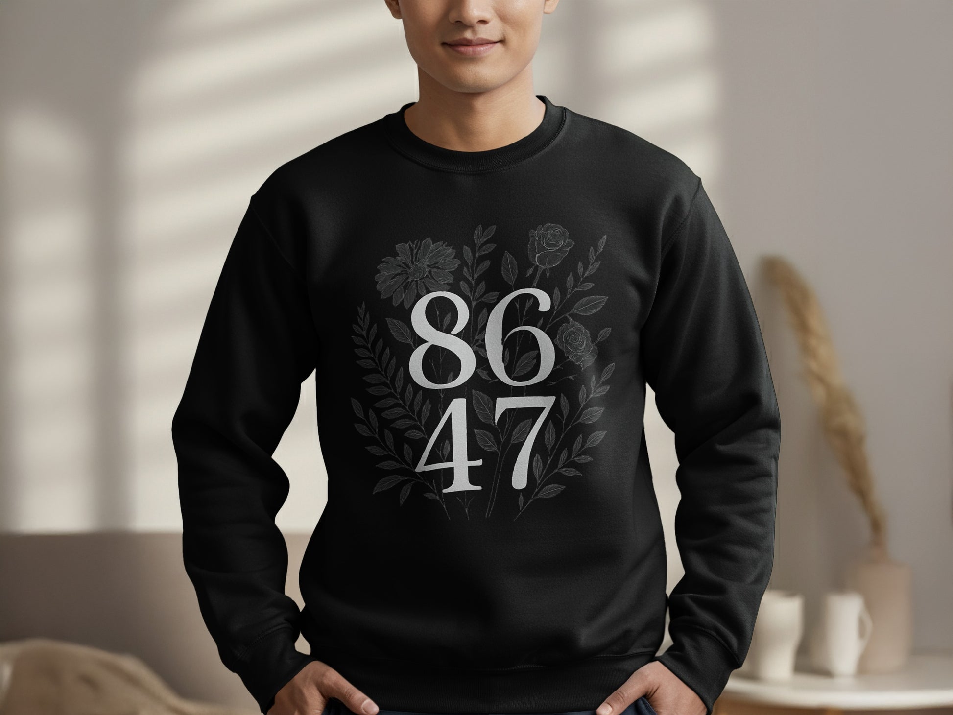Cozy Black Floral 8647 Design Sweatshirt product
