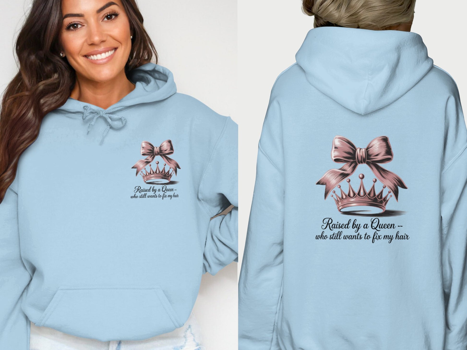 Raised by a Queen Bow Crown Graphic Hoodie product type