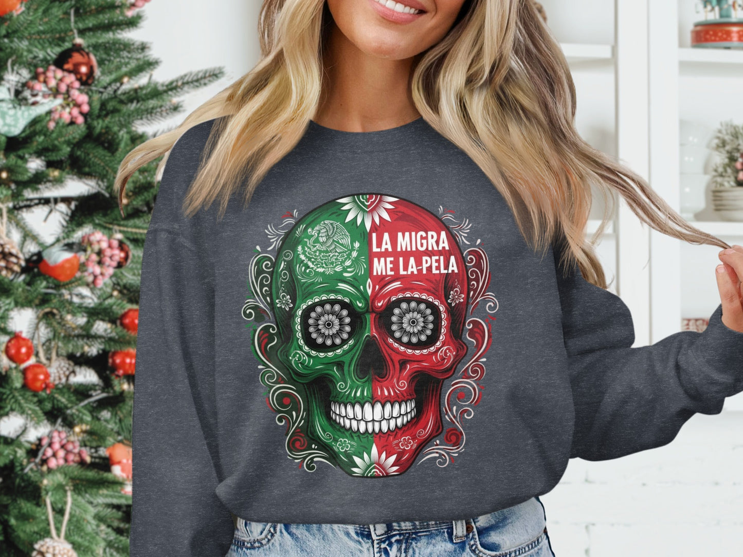 Festive Mexican Sugar Skull Design Graphic Sweatshirt Product