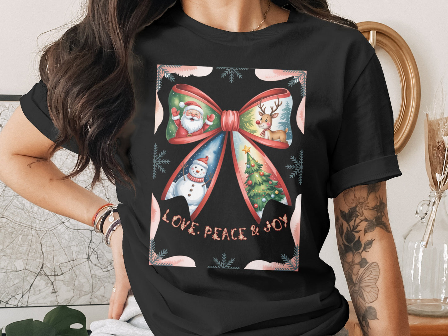 Love Peace Joy Christmas Holiday Graphic T-Shirt