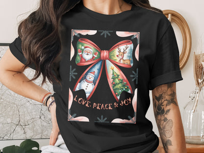 Love Peace Joy Christmas Holiday Graphic T-Shirt