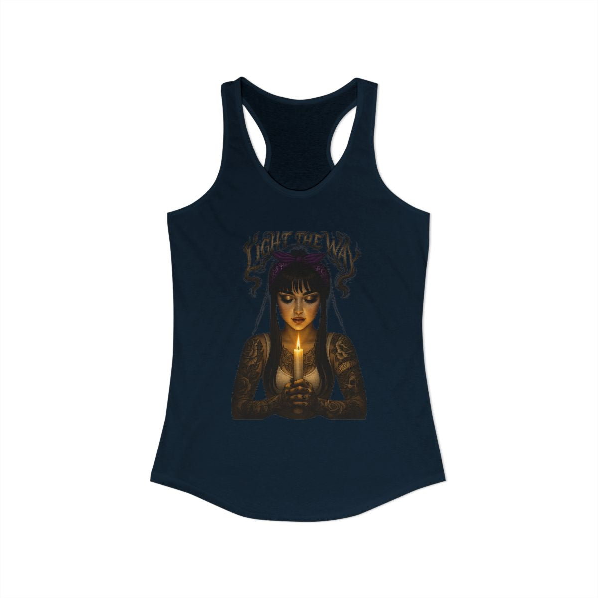 Light The Way Gothic Design Dark Racerback Tank