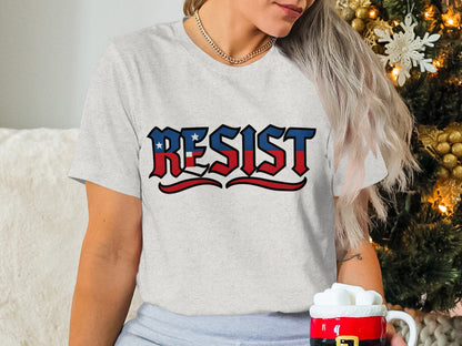 Resist Graphic Tee with Patriotic Design Shirt