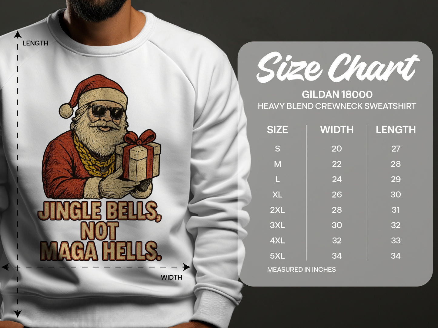 Jingle Bells Not Maga Hells Heavy Blend Crewneck Sweatshirt