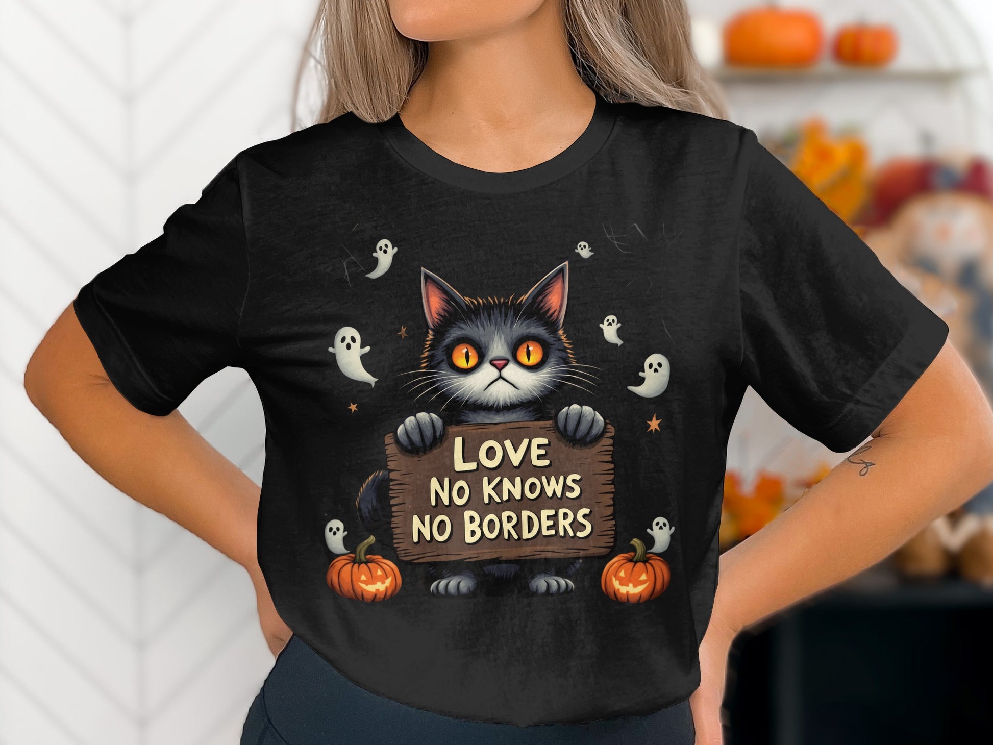 Love No Knows No Borders Cat Themed Halloween product
