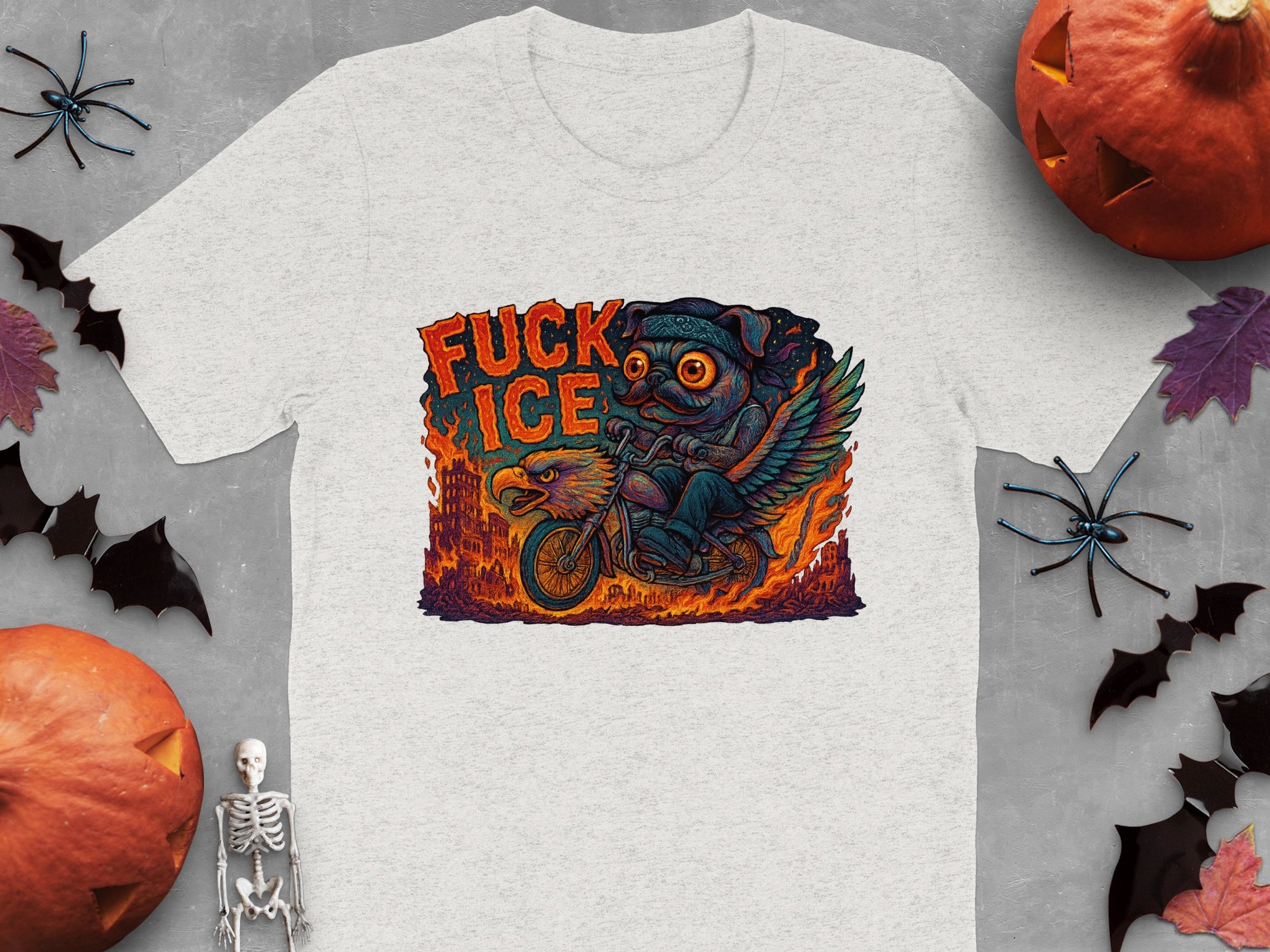 Owl Riding Bicycle with Fuck Ice Text T-Shirt product type