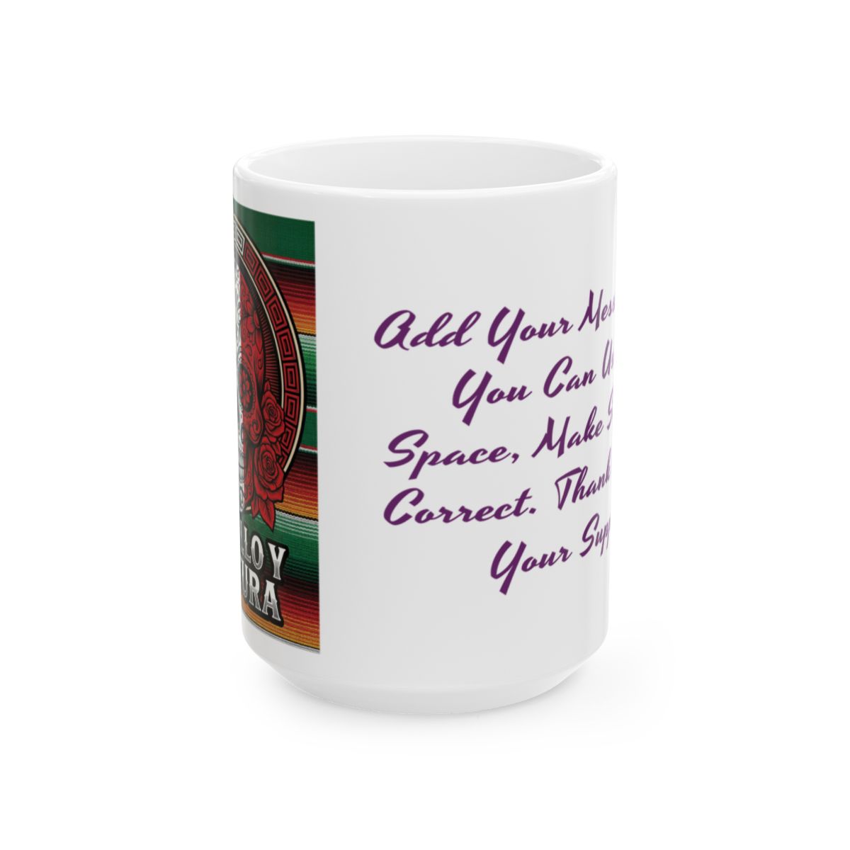 Mexican Skull Mug, Orgullo y Cultura Coffee Cup, Ceramic Tea Mug, Mexican Fiesta Gift, Dia de los Muertos Present, Sugar Skull Design, C-Handle