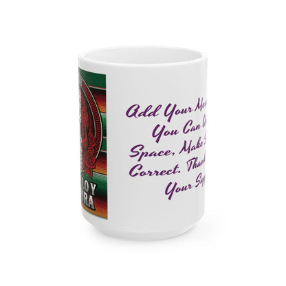 Mexican Skull Mug, Orgullo y Cultura Coffee Cup, Ceramic Tea Mug, Mexican Fiesta Gift, Dia de los Muertos Present, Sugar Skull Design, C-Handle