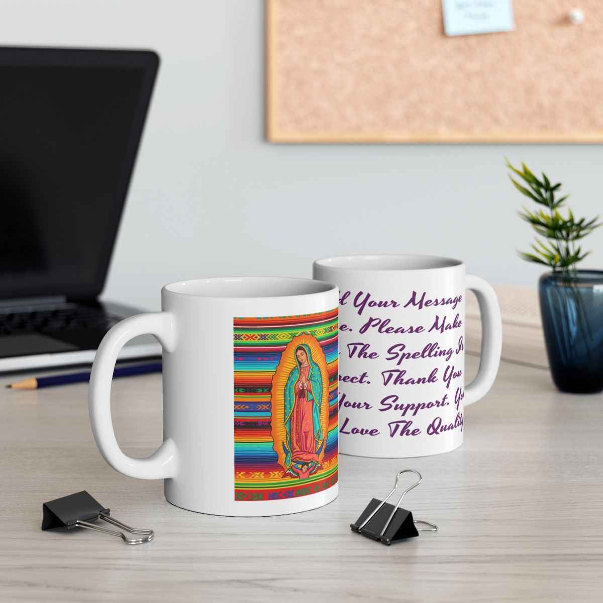 Personalized Ceramic Coffee Mug, Virgin of Guadalupe Mug, Colorful Religious Gift, Dishwasher & Microwave Safe, Customizable Design