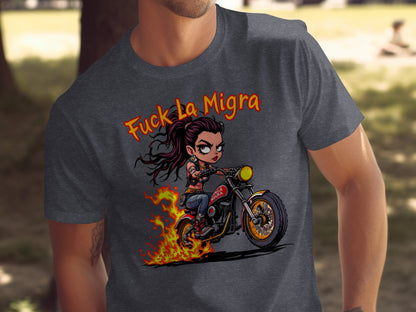Bold Graphic Motorcycle Rider Themed T Shirt product
