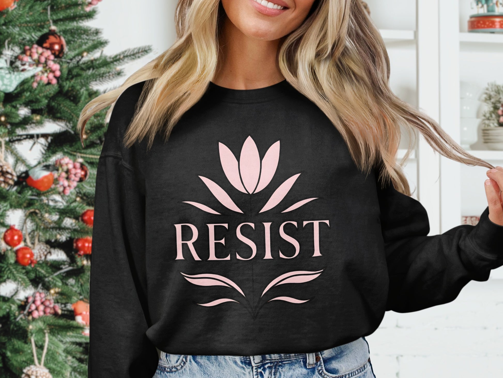 Resist Sweatshirt with Pink Floral Design product type